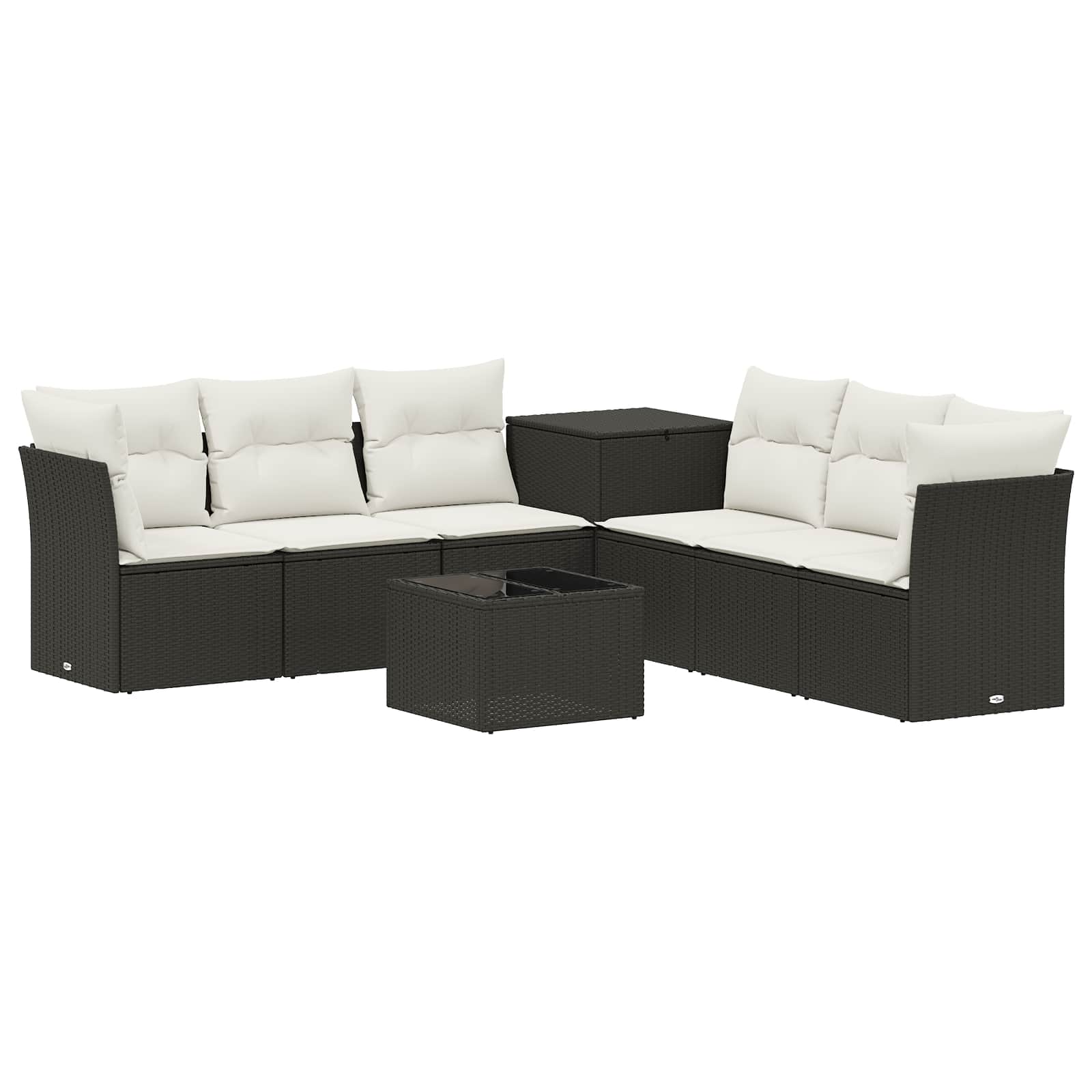 vidaXL Bankstel 8 st Zwart Poly Rattan en Staal