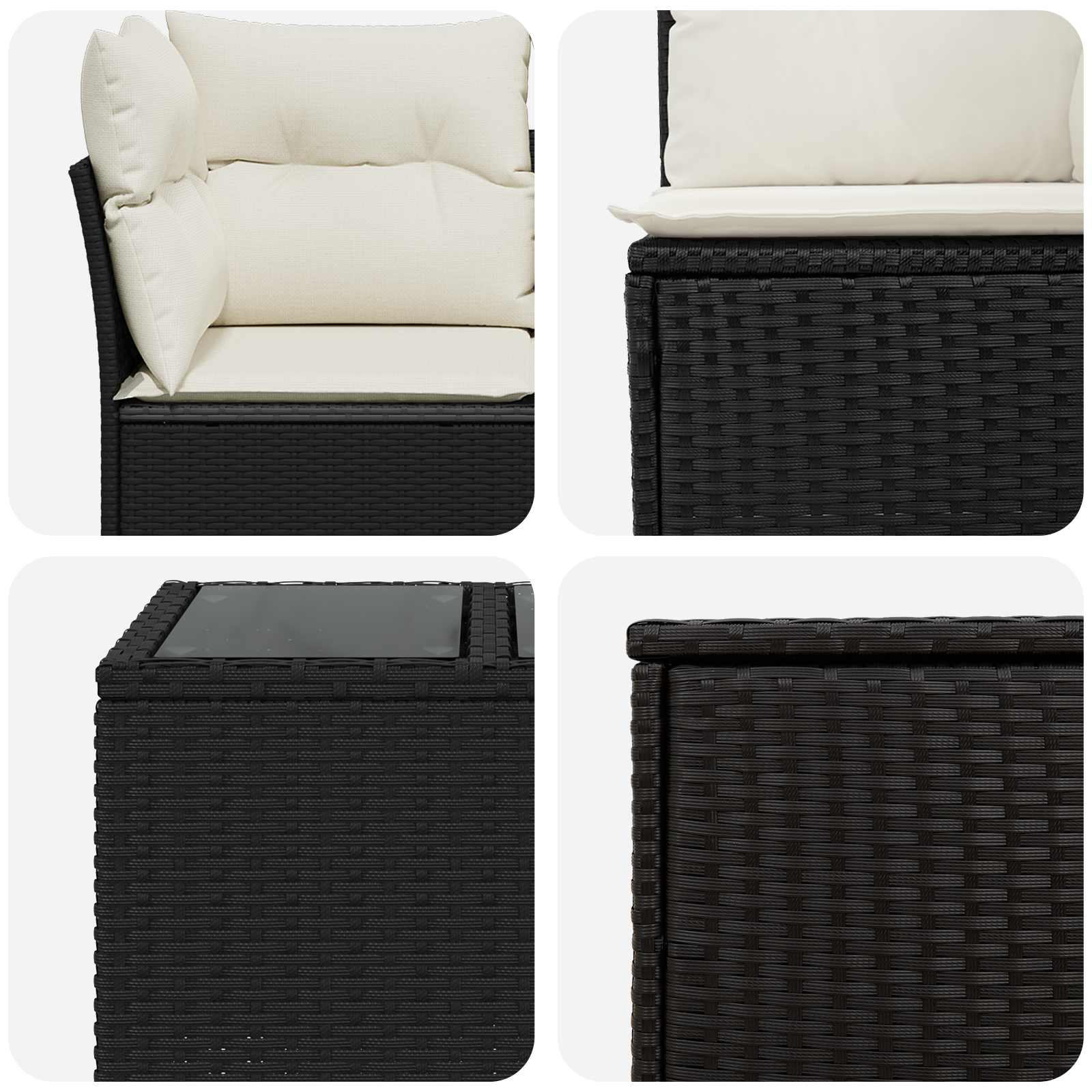 vidaXL Bankstel 8 st Zwart Poly Rattan en Staal