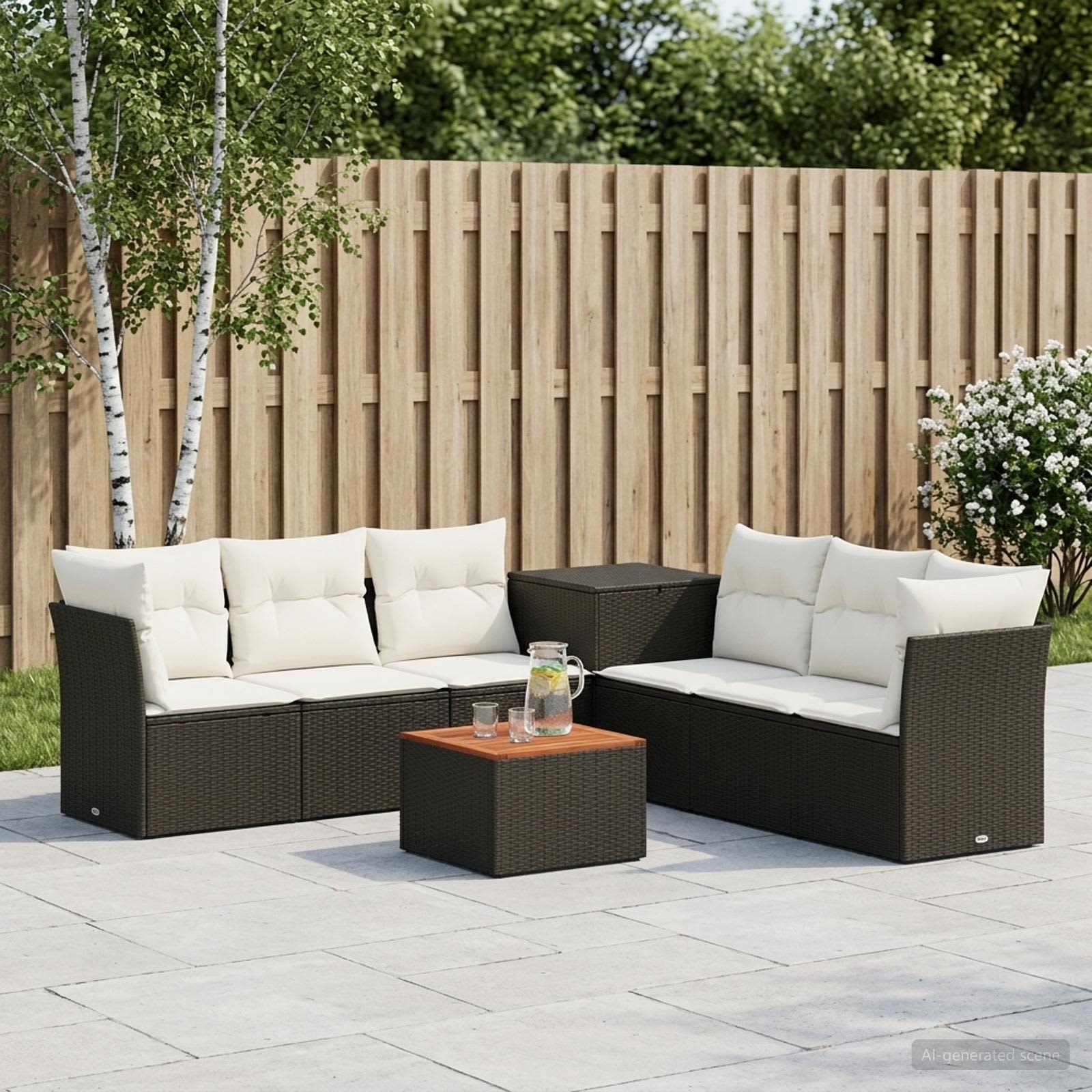 vidaXL Bankstel 8 st Zwart Poly Rattan en Staal