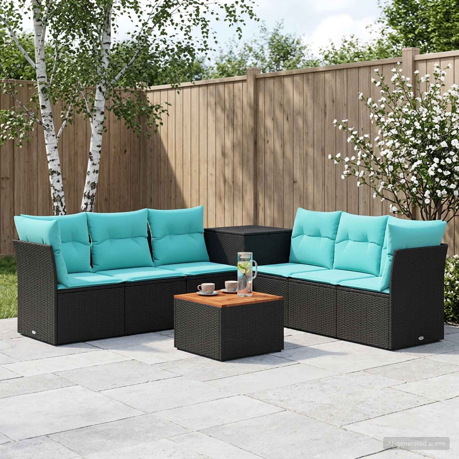 vidaXL Bankstel 8 st Zwart Poly Rattan en Staal