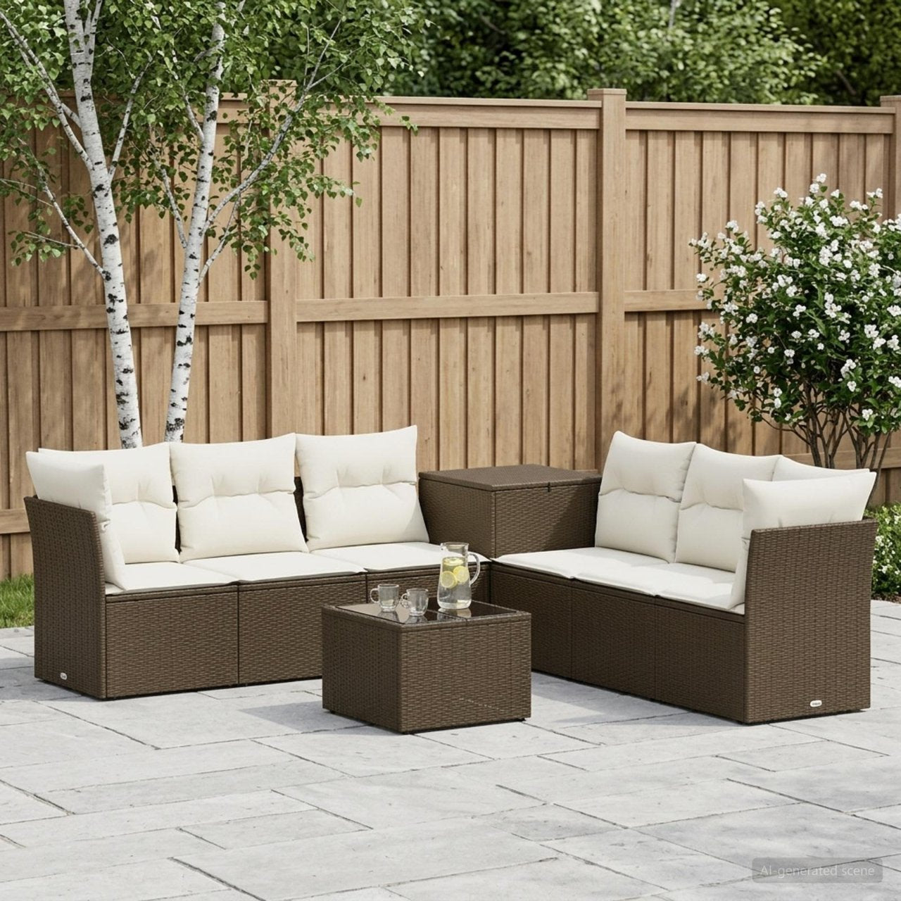 vidaXL Bankstel 8 st Zwart Poly Rattan en Staal