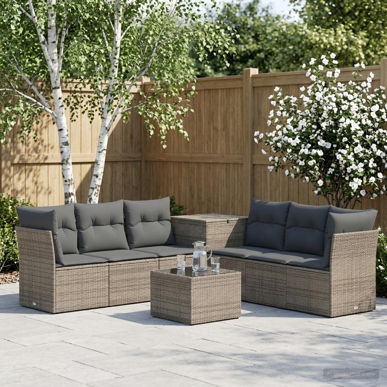 vidaXL Bankstel 8 st Zwart Poly Rattan en Staal