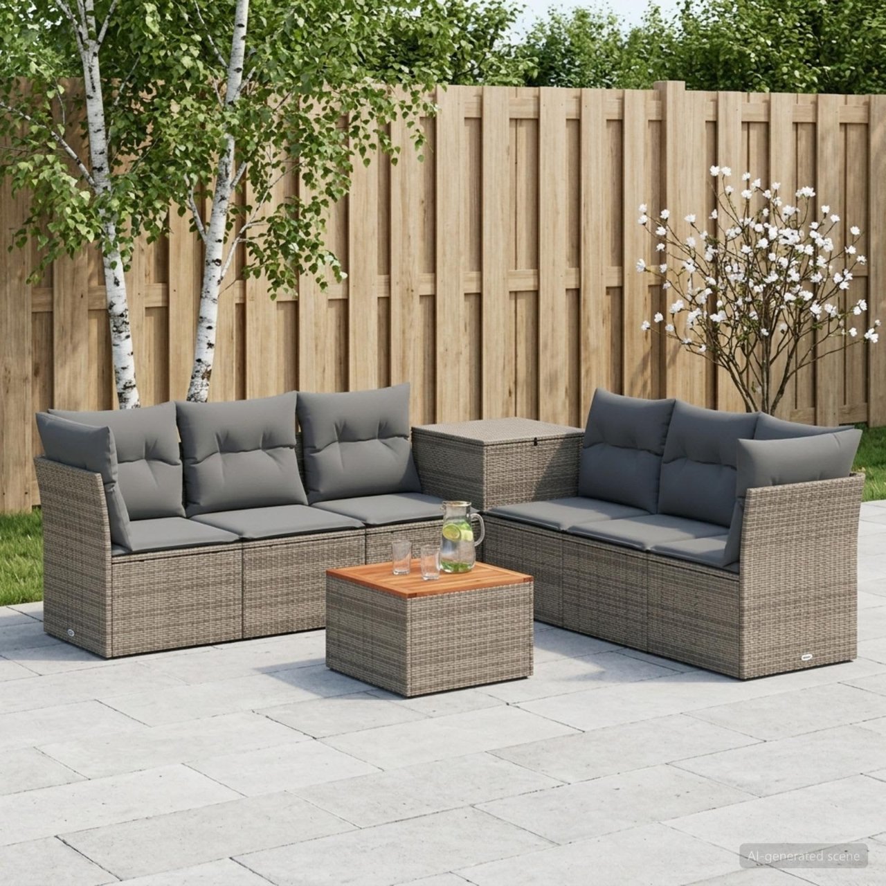 vidaXL Bankstel 8 st Zwart Poly Rattan en Staal