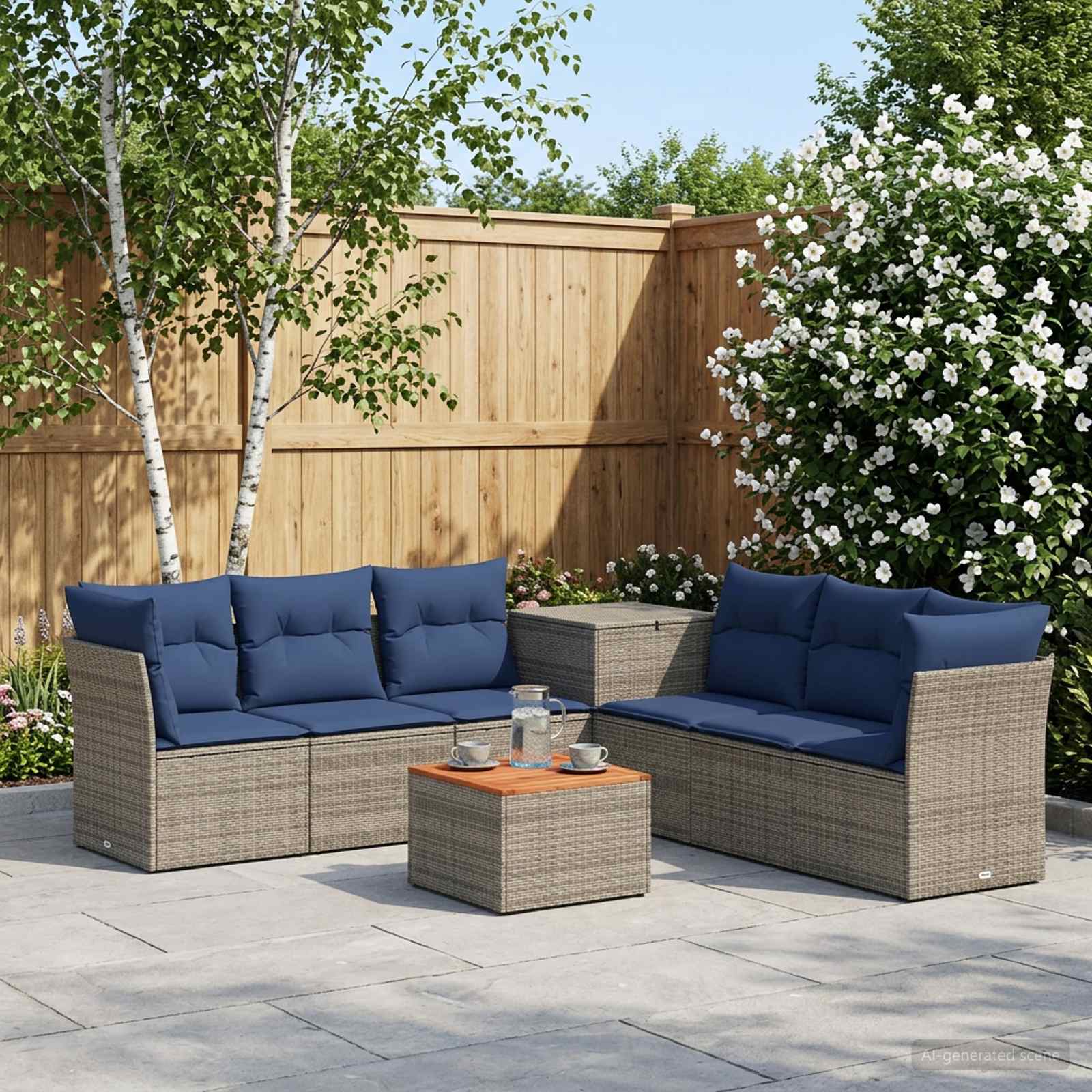 vidaXL Bankstel 8 st Zwart Poly Rattan en Staal