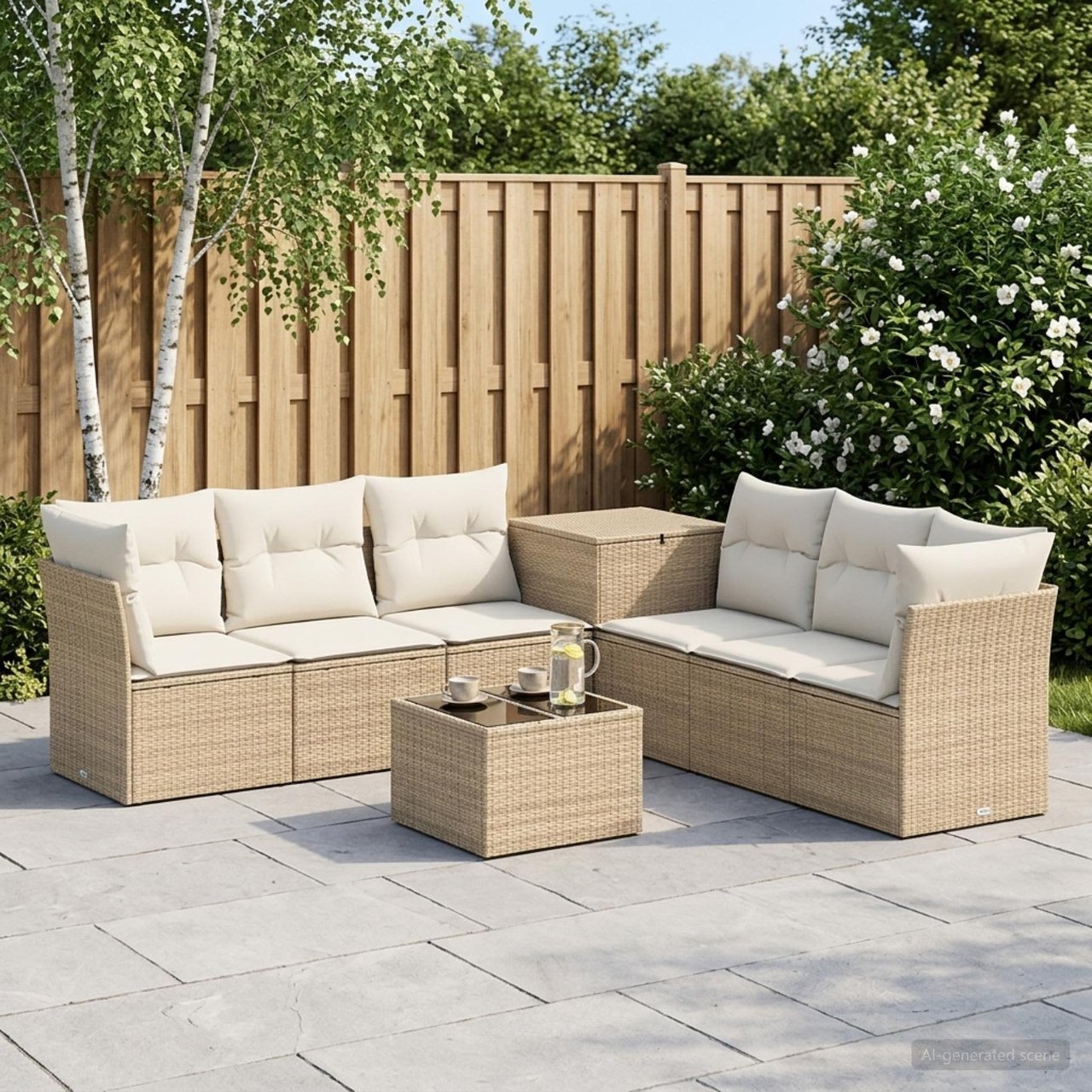 vidaXL Bankstel 8 st Zwart Poly Rattan en Staal