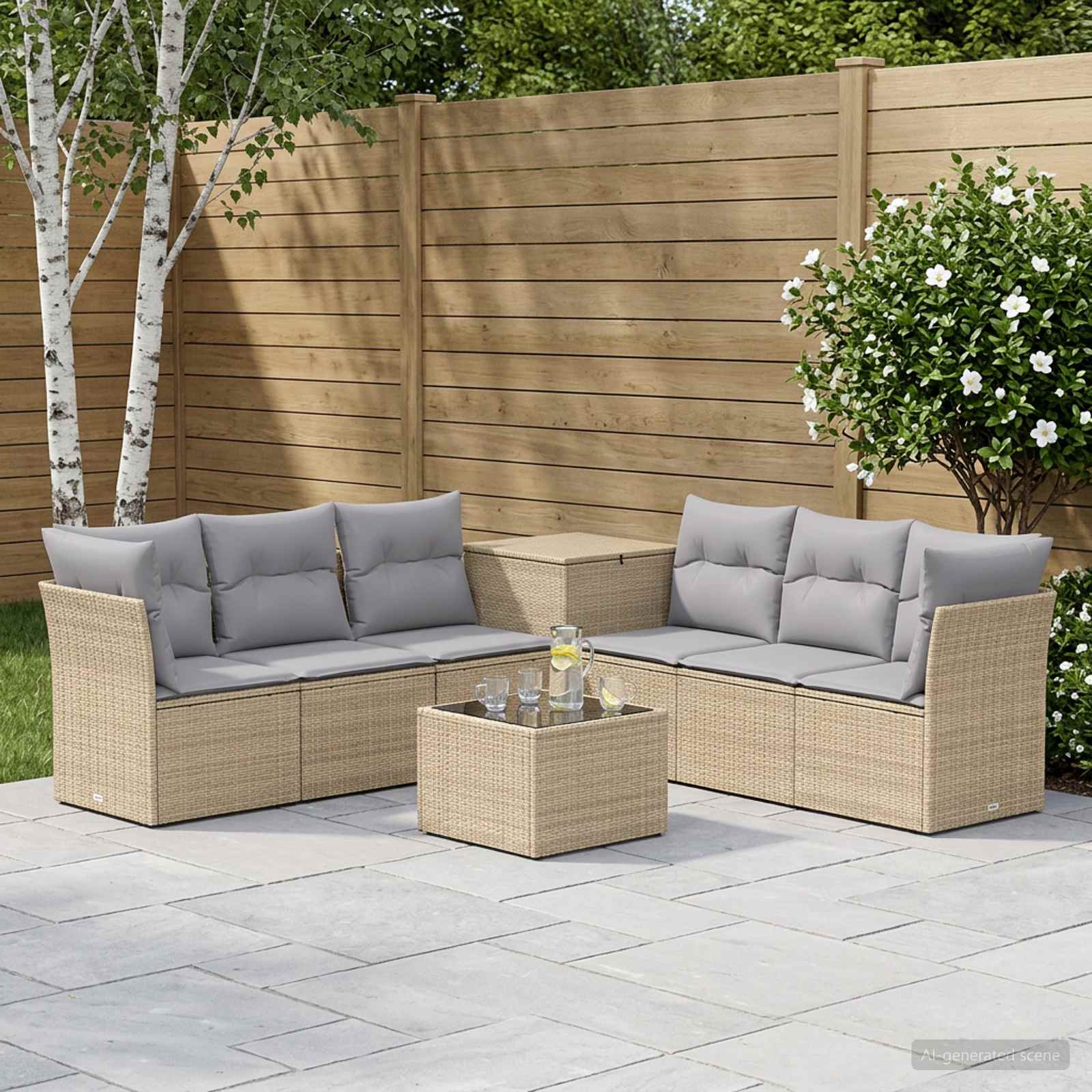 vidaXL Bankstel 8 st Zwart Poly Rattan en Staal