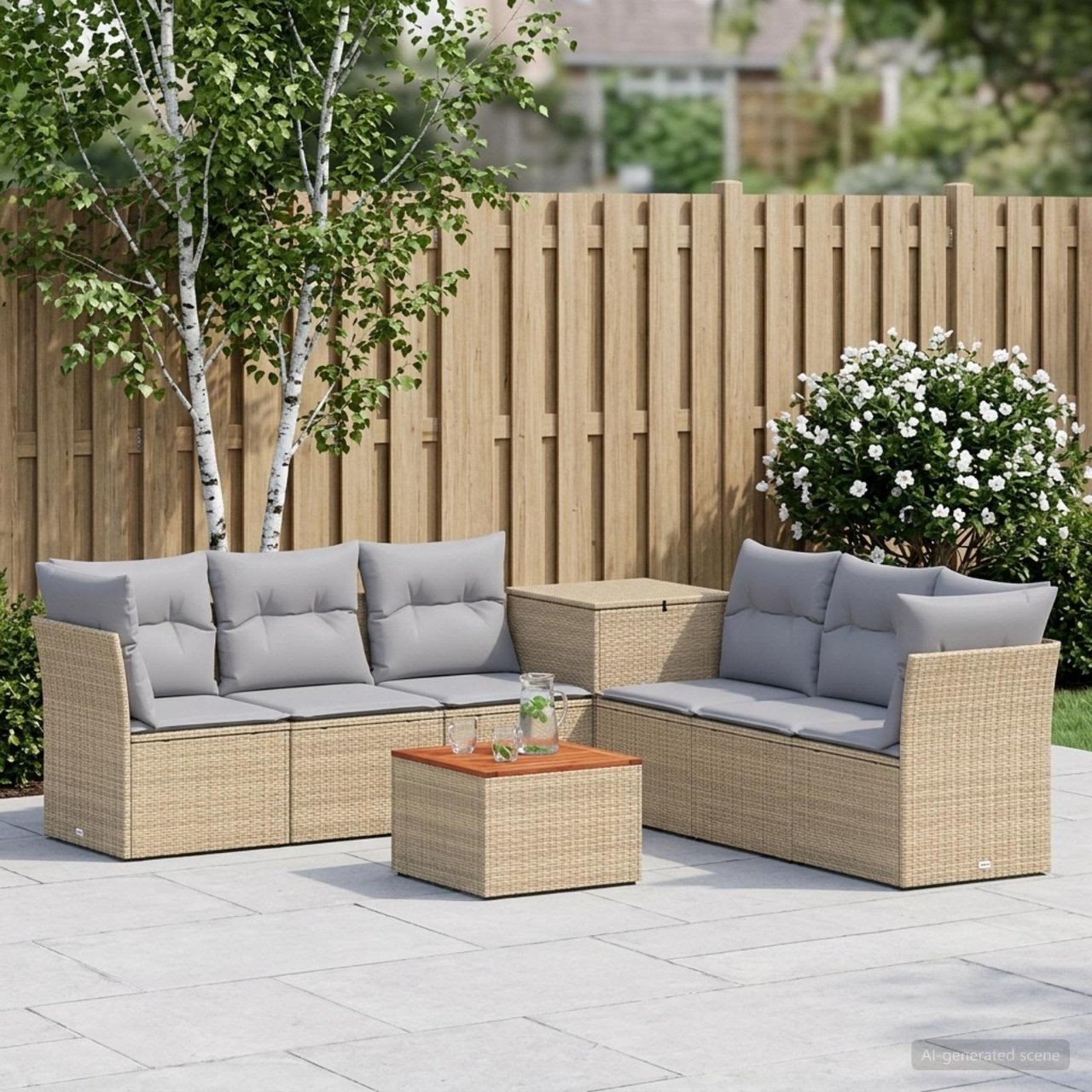 vidaXL Bankstel 8 st Zwart Poly Rattan en Staal