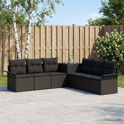 vidaXL Bankstel 7 st Zwart Poly Rattan en Staal