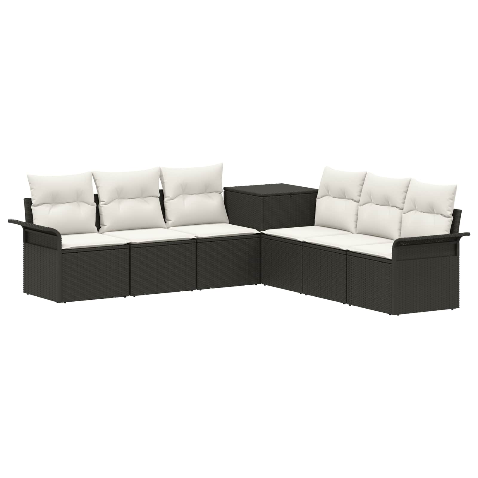 vidaXL Bankstel 7 st Zwart Poly Rattan en Staal