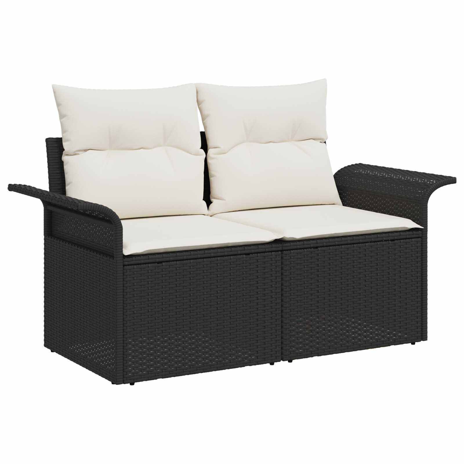 vidaXL Bankstel 7 st Zwart Poly Rattan en Staal