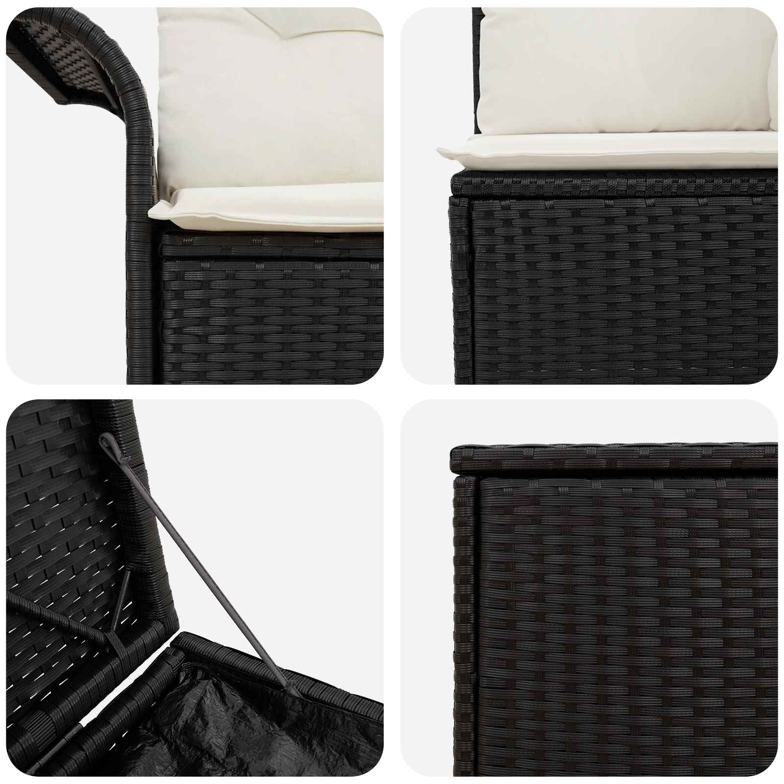 vidaXL Bankstel 7 st Zwart Poly Rattan en Staal