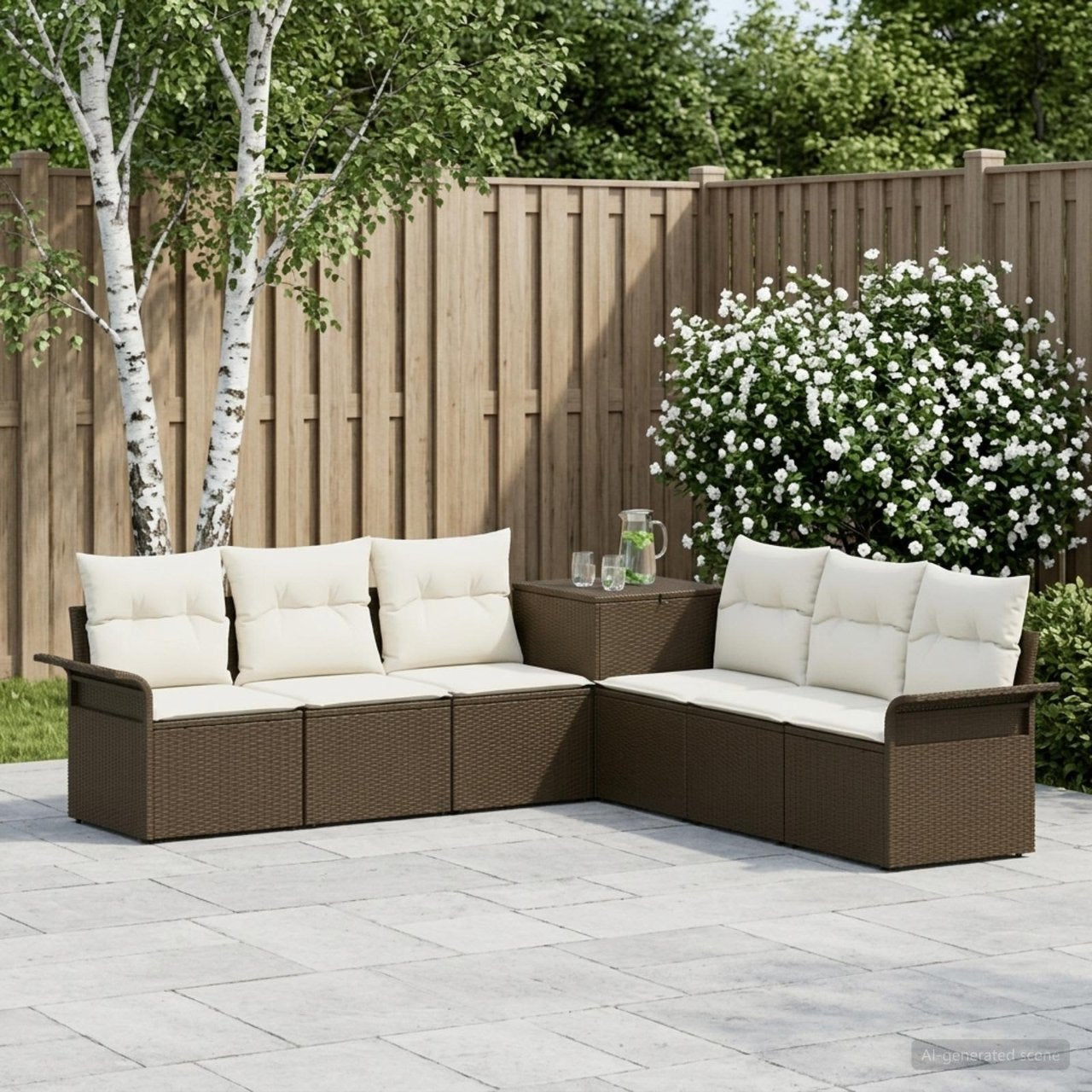 vidaXL Bankstel 7 st Zwart Poly Rattan en Staal