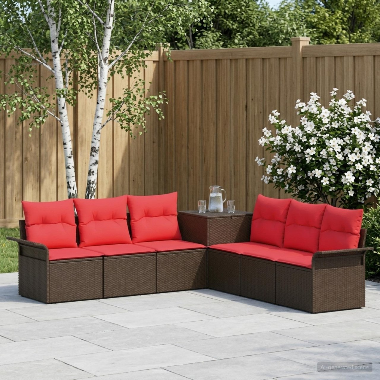 vidaXL Bankstel 7 st Zwart Poly Rattan en Staal