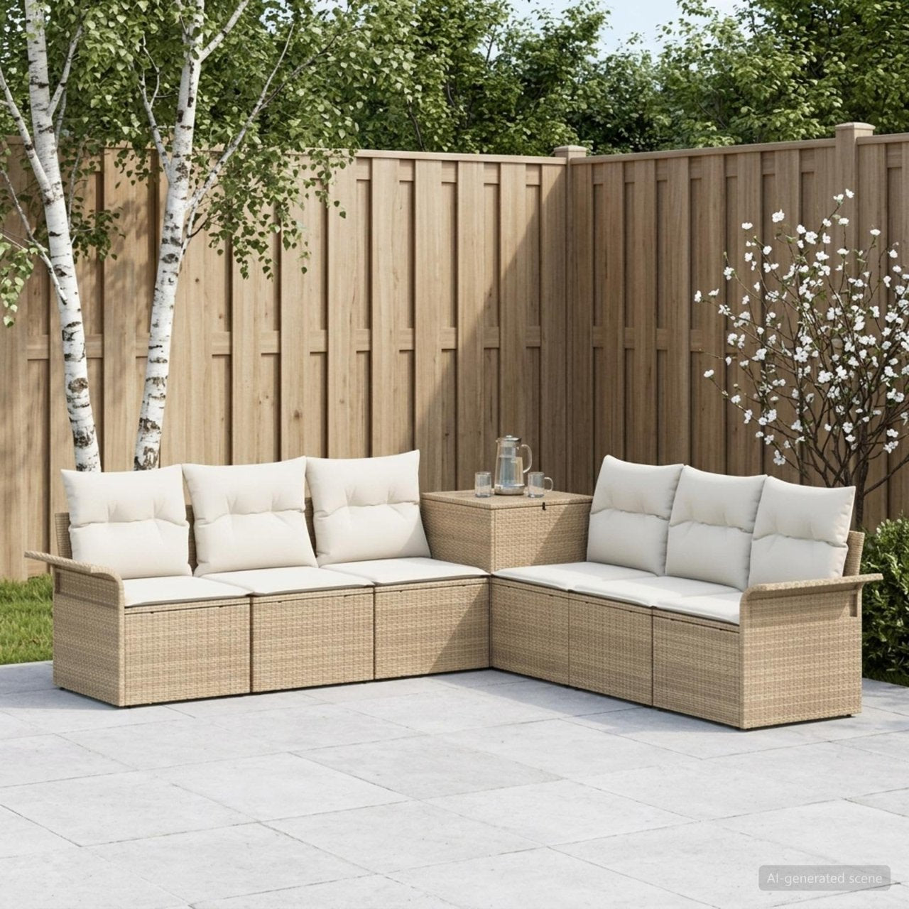 vidaXL Bankstel 7 st Zwart Poly Rattan en Staal