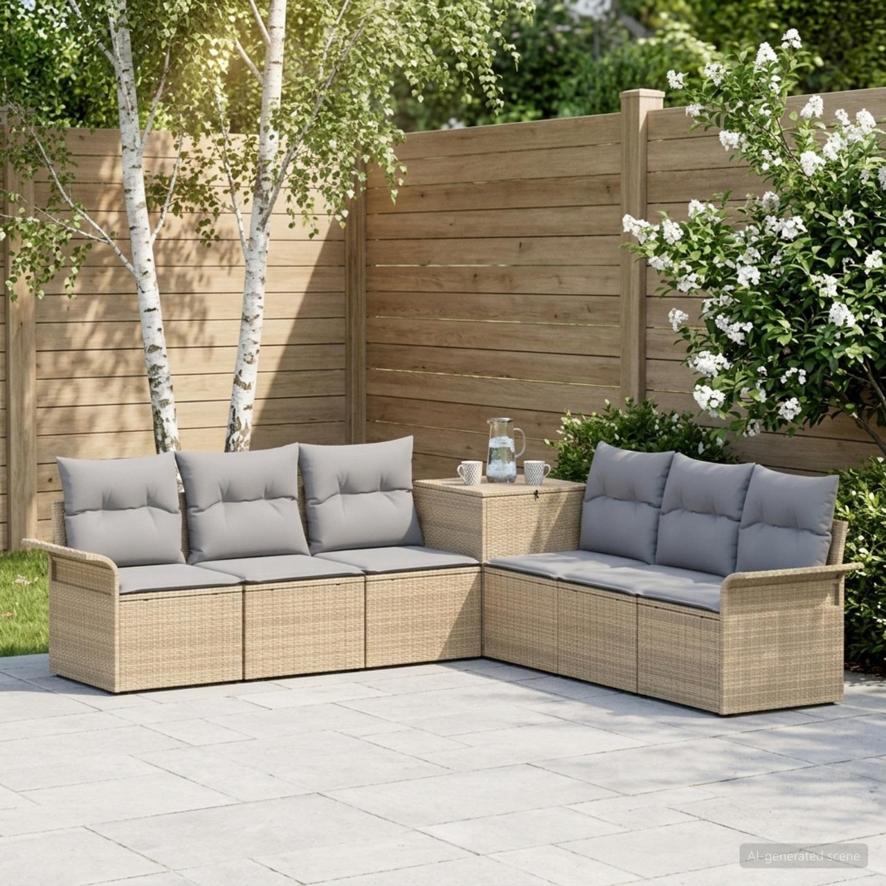vidaXL Bankstel 7 st Zwart Poly Rattan en Staal