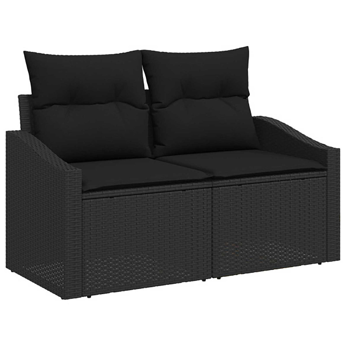 vidaXL Bankstel 7 pcs Zwart Poly Rattan en Staal