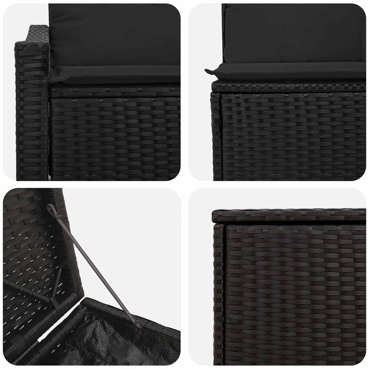 vidaXL Bankstel 7 pcs Zwart Poly Rattan en Staal