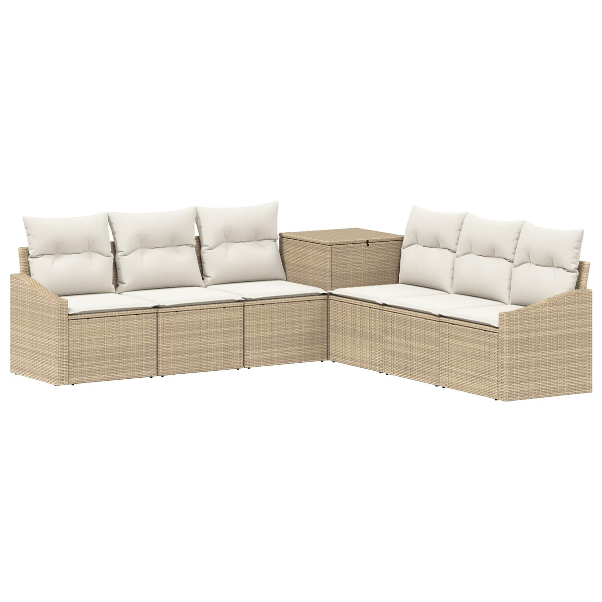 vidaXL Bankstel 7 pcs Zwart Poly Rattan en Staal