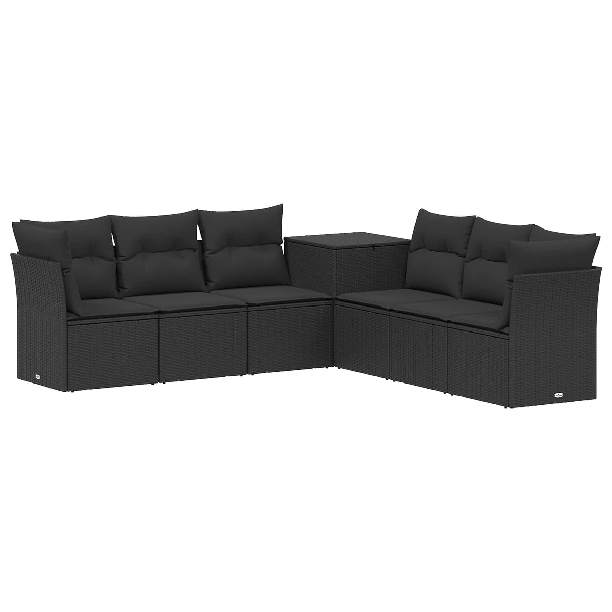 vidaXL Bankstel 7 pcs Zwart Poly Rattan en Staal