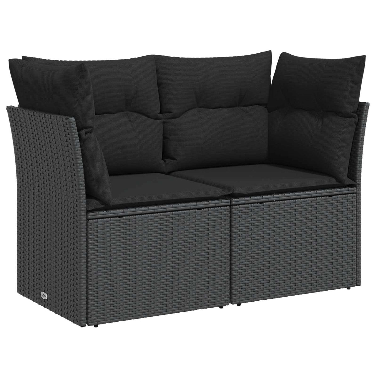 vidaXL Bankstel 7 pcs Zwart Poly Rattan en Staal