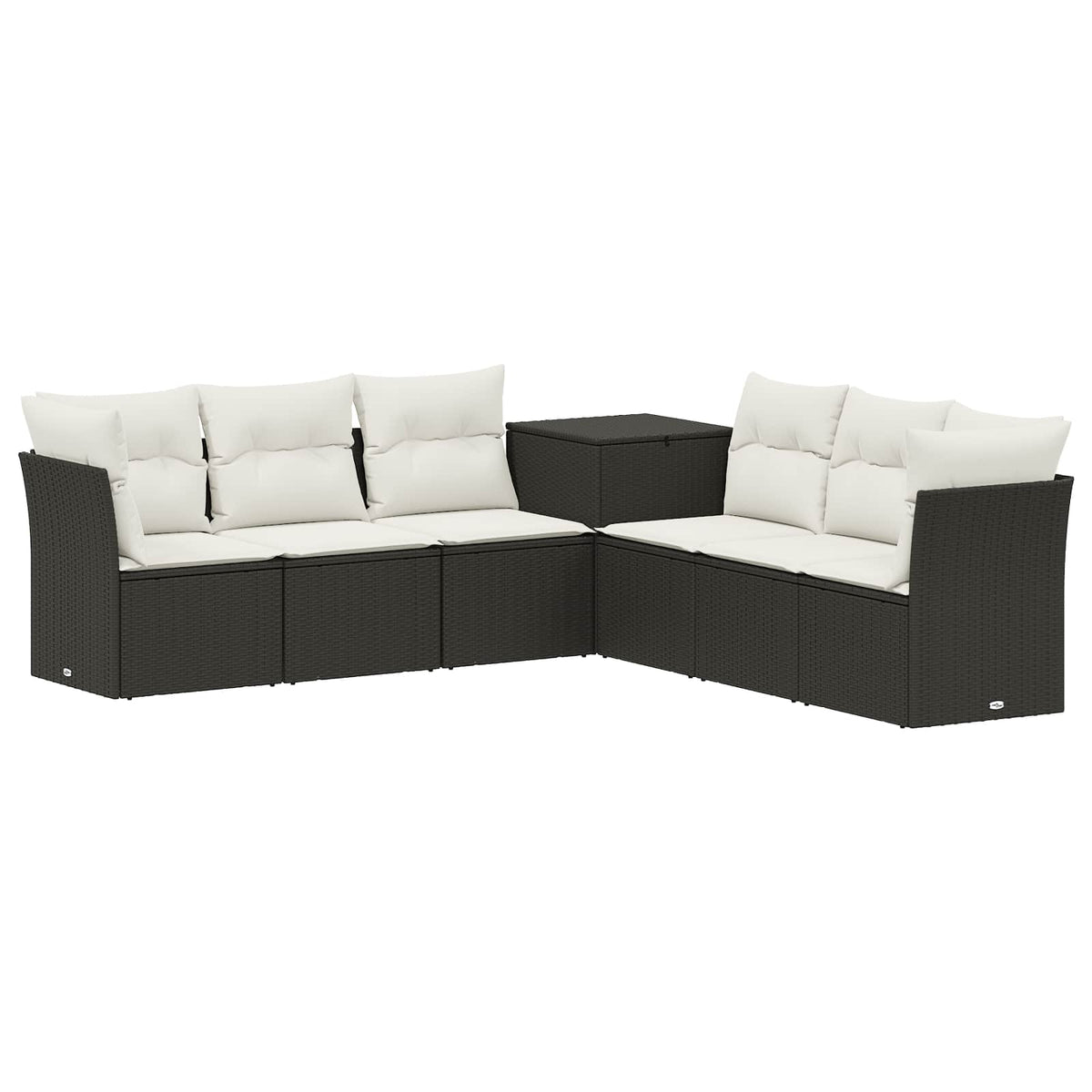 vidaXL Bankstel 7 pcs Zwart Poly Rattan en Staal