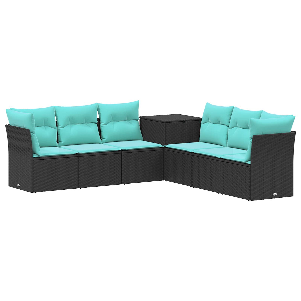 vidaXL Bankstel 7 pcs Zwart Poly Rattan en Staal