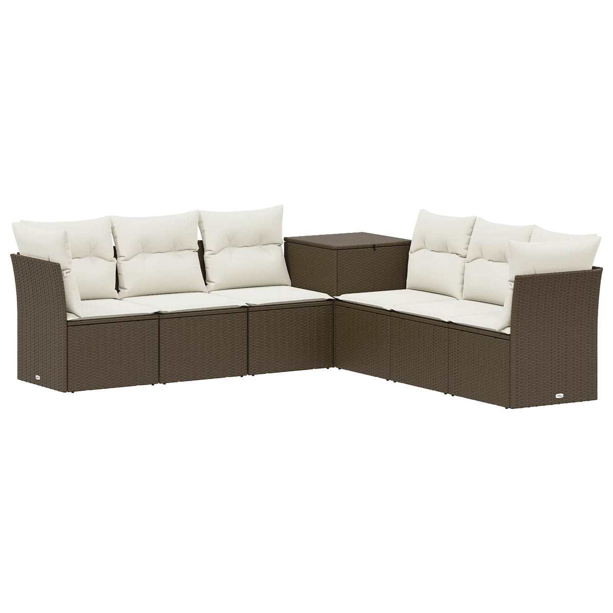 vidaXL Bankstel 7 pcs Zwart Poly Rattan en Staal