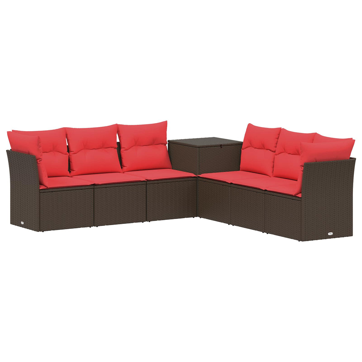 vidaXL Bankstel 7 pcs Zwart Poly Rattan en Staal