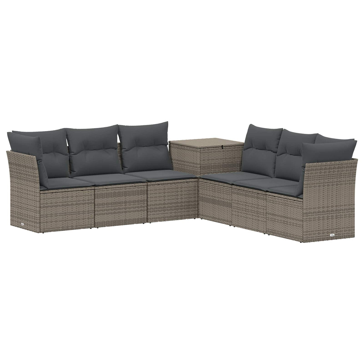 vidaXL Bankstel 7 pcs Zwart Poly Rattan en Staal