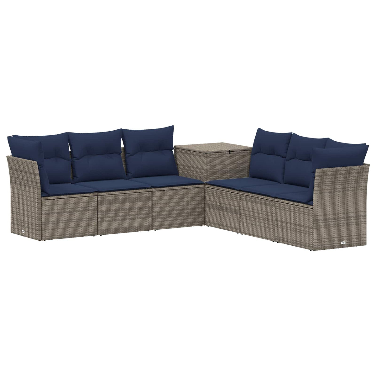 vidaXL Bankstel 7 pcs Zwart Poly Rattan en Staal