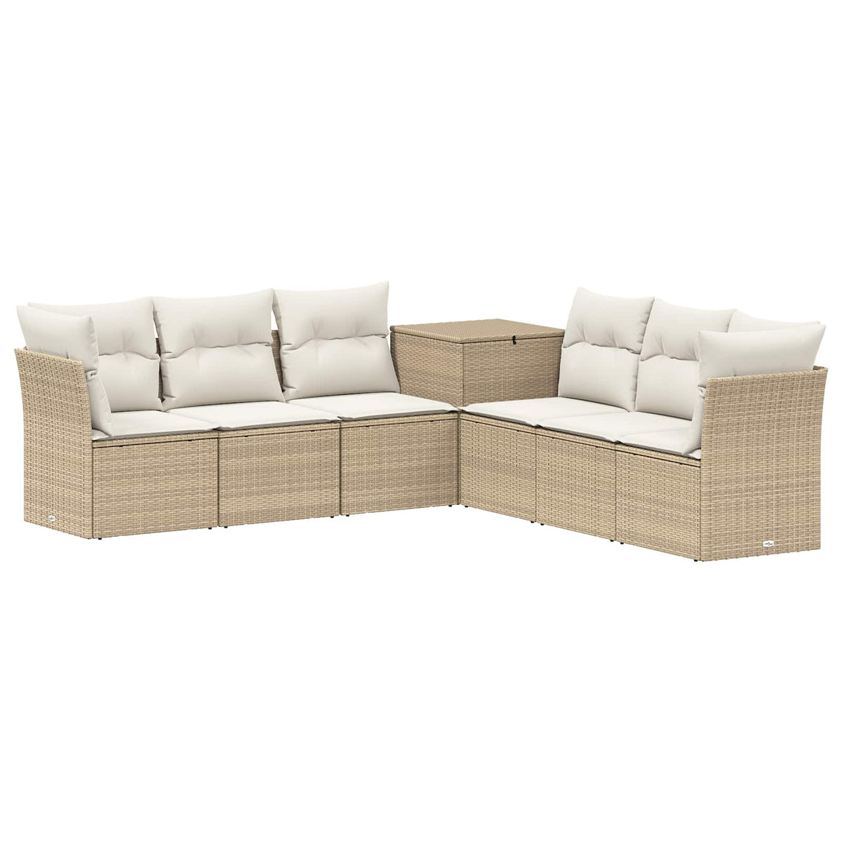 vidaXL Bankstel 7 pcs Zwart Poly Rattan en Staal
