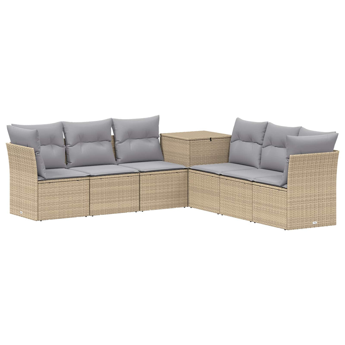 vidaXL Bankstel 7 pcs Zwart Poly Rattan en Staal