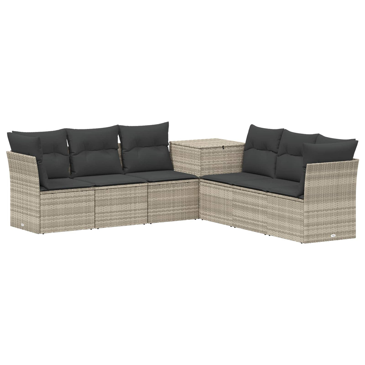vidaXL Bankstel 7 pcs Zwart Poly Rattan en Staal