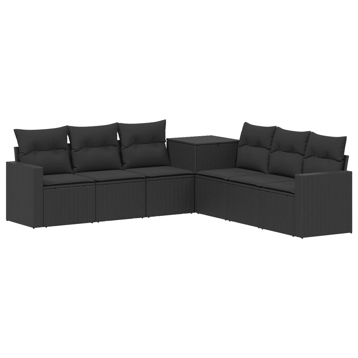 vidaXL Bankstel 7 pcs Zwart Poly Rattan en Staal