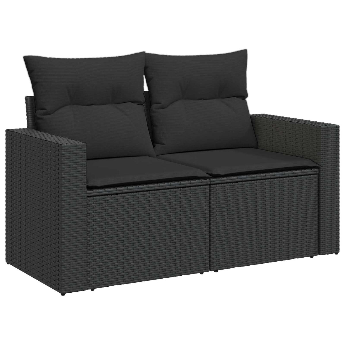 vidaXL Bankstel 7 pcs Zwart Poly Rattan en Staal