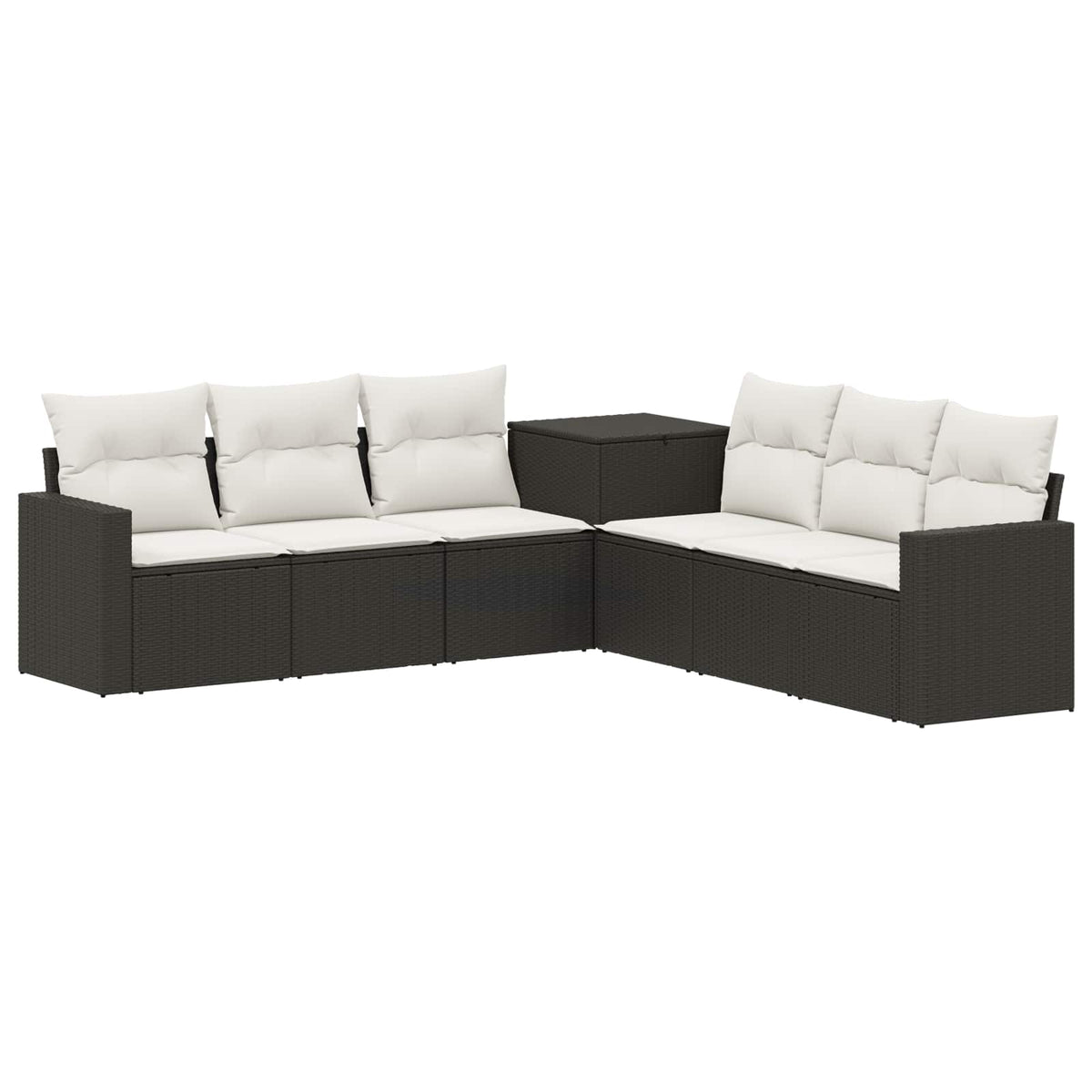 vidaXL Bankstel 7 pcs Zwart Poly Rattan en Staal