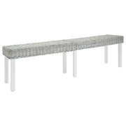 vidaXL Bankje 160x35x45 cm natuurlijk kubu rattan en mahoniehout wit