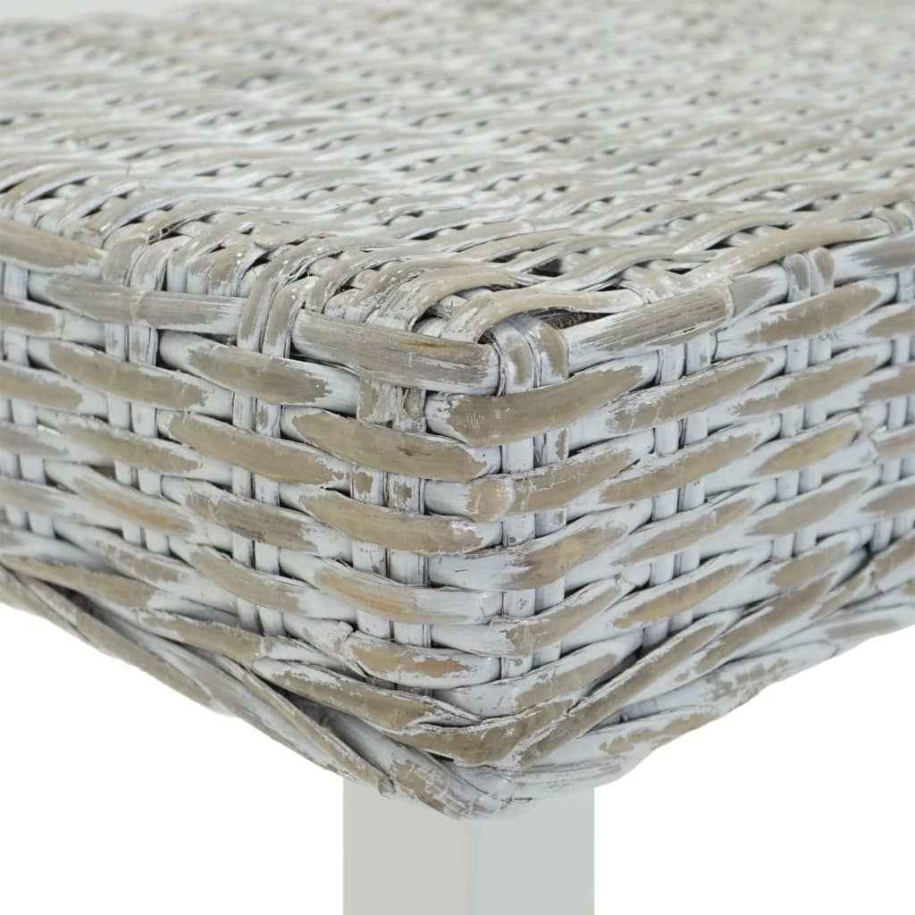 vidaXL Bankje 160x35x45 cm natuurlijk kubu rattan en mahoniehout wit