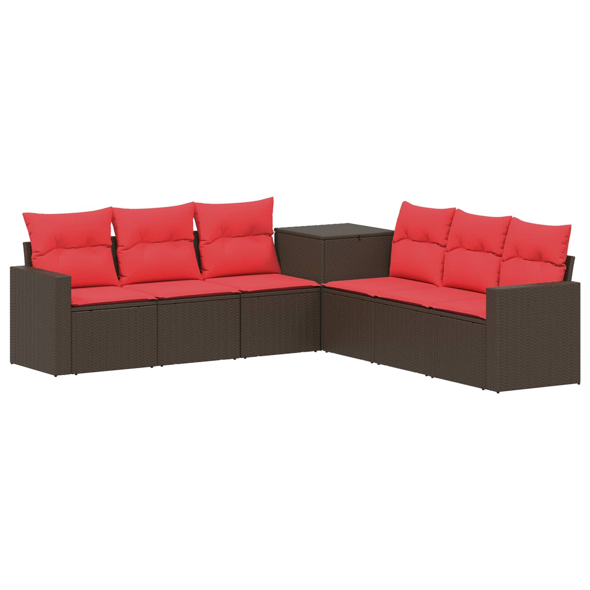 vidaXL Bankstel 7 pcs Zwart Poly Rattan en Staal