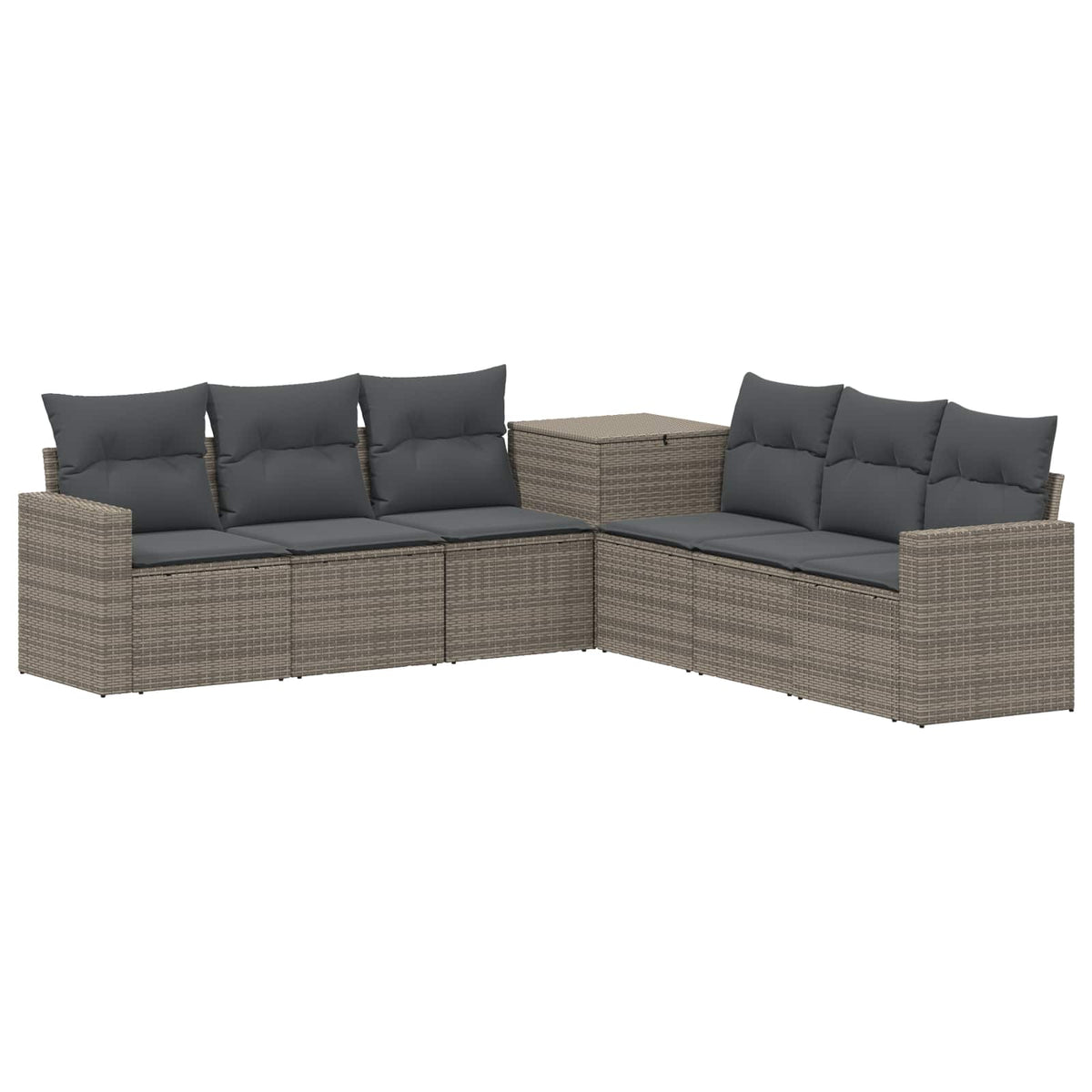 vidaXL Bankstel 7 pcs Zwart Poly Rattan en Staal