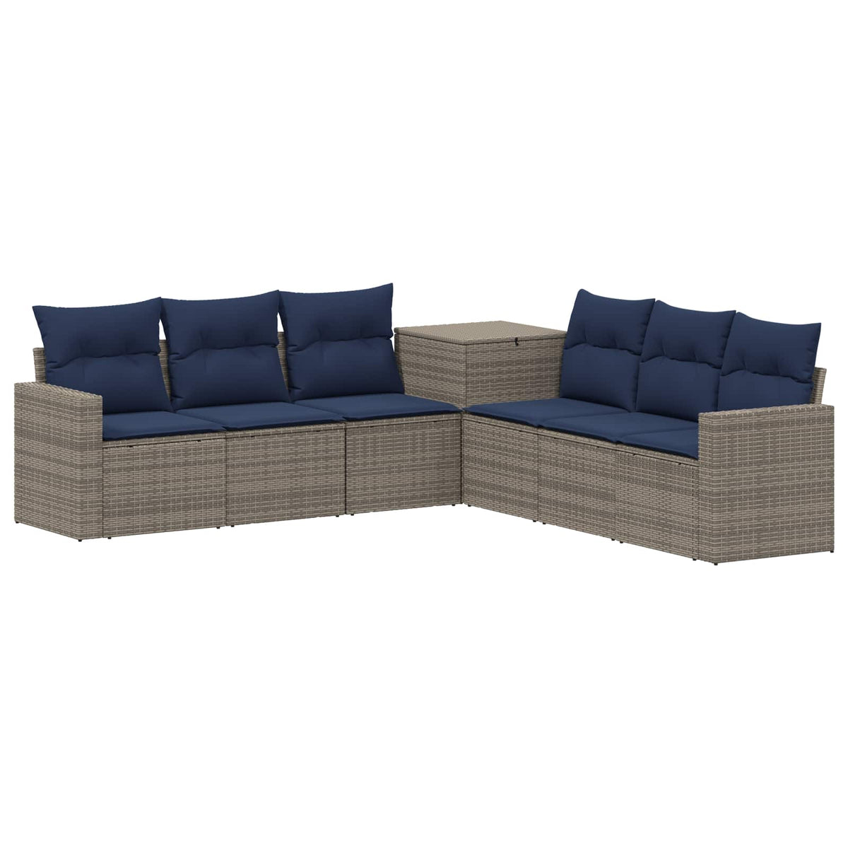 vidaXL Bankstel 7 pcs Zwart Poly Rattan en Staal