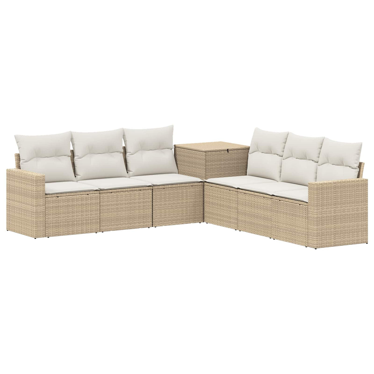 vidaXL Bankstel 7 pcs Zwart Poly Rattan en Staal