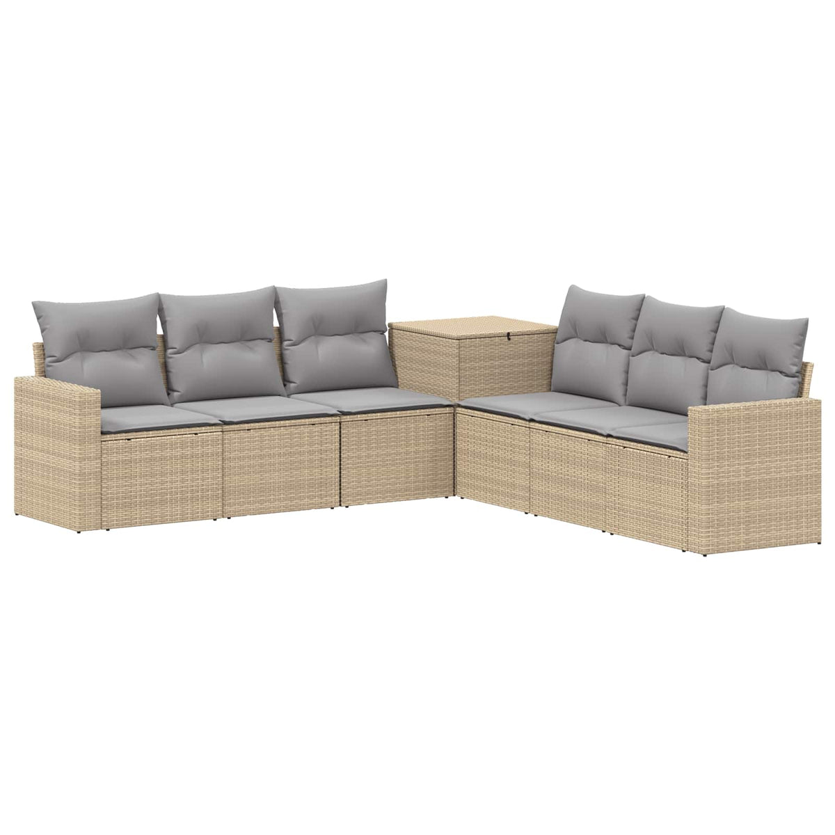 vidaXL Bankstel 7 pcs Zwart Poly Rattan en Staal