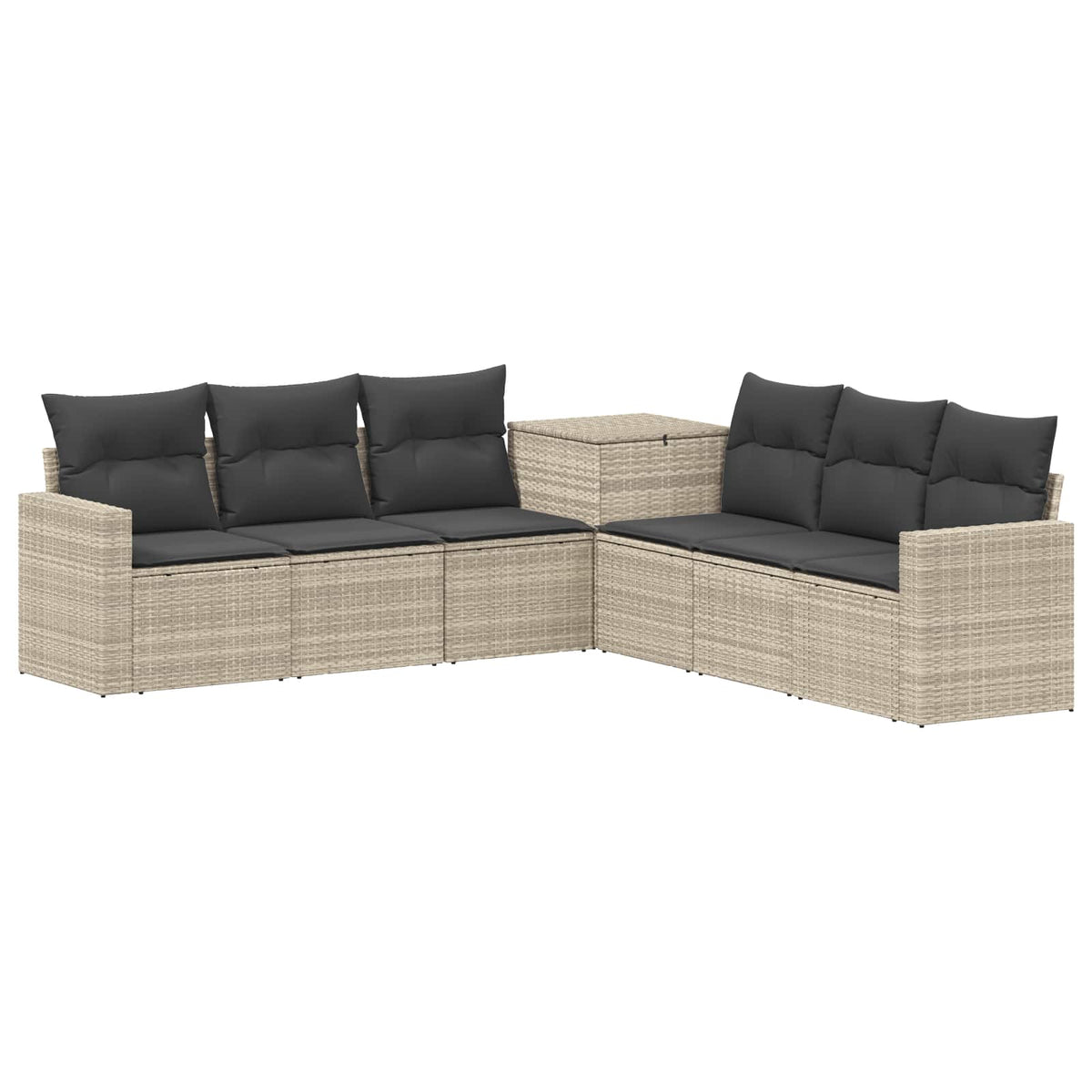 vidaXL Bankstel 7 pcs Zwart Poly Rattan en Staal