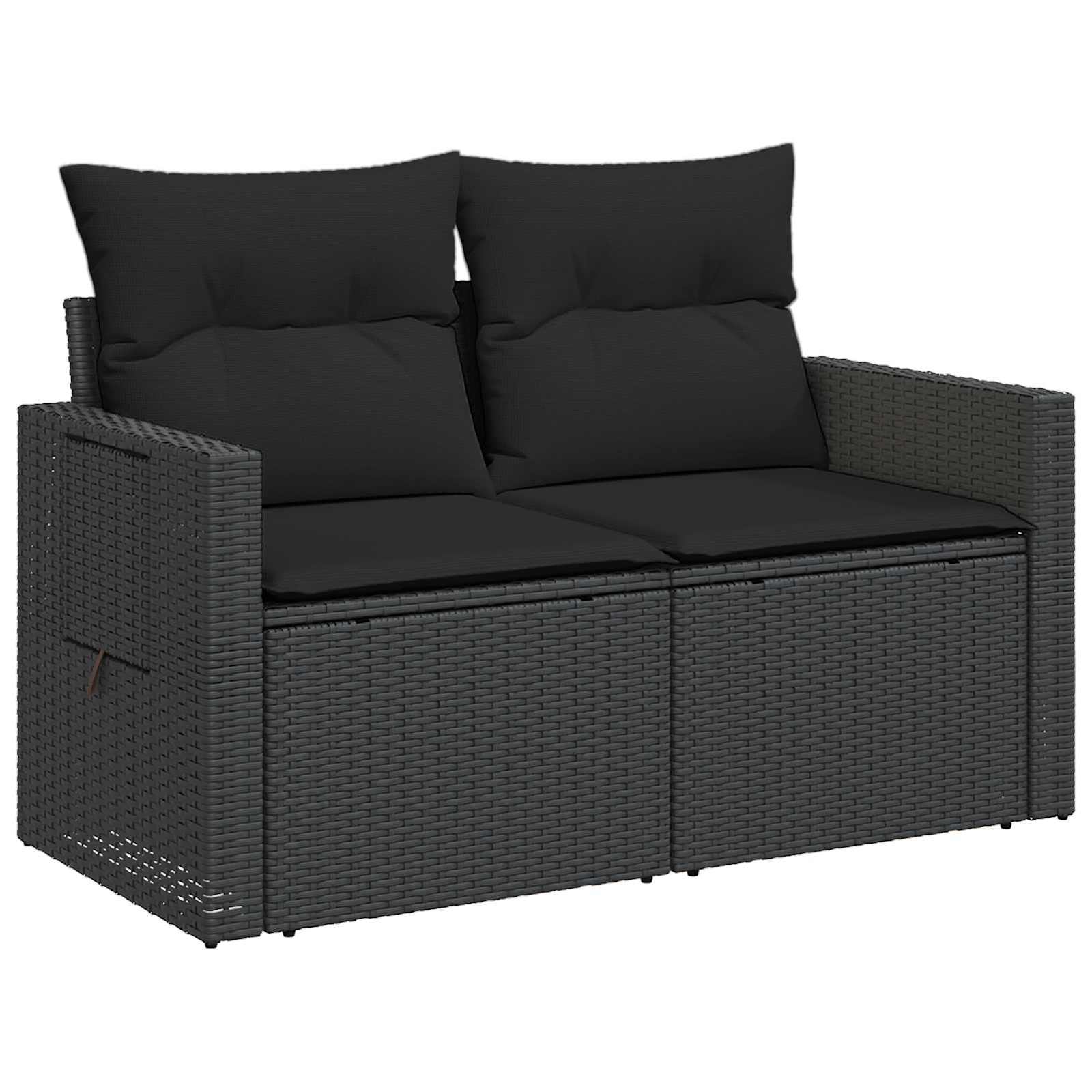 vidaXL Bankstel 7 pcs Zwart Poly Rattan en Staal