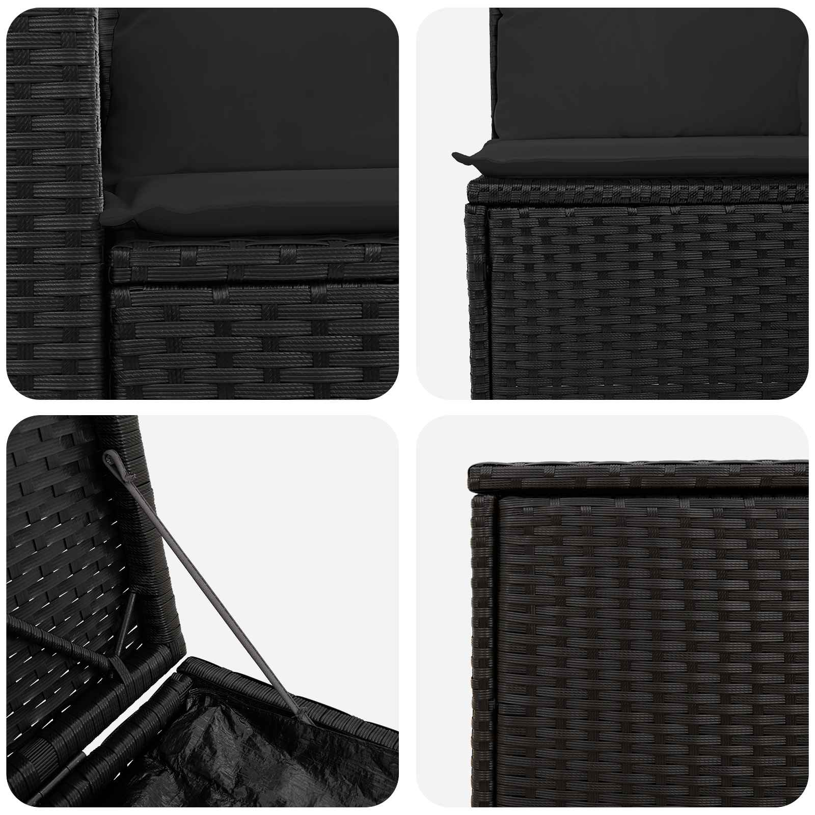 vidaXL Bankstel 7 pcs Zwart Poly Rattan en Staal