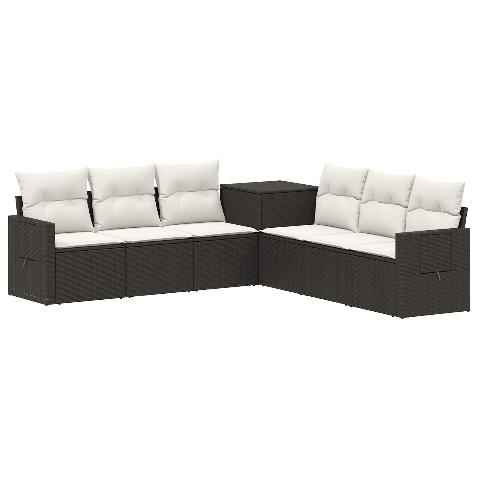 vidaXL Bankstel 7 pcs Zwart Poly Rattan en Staal