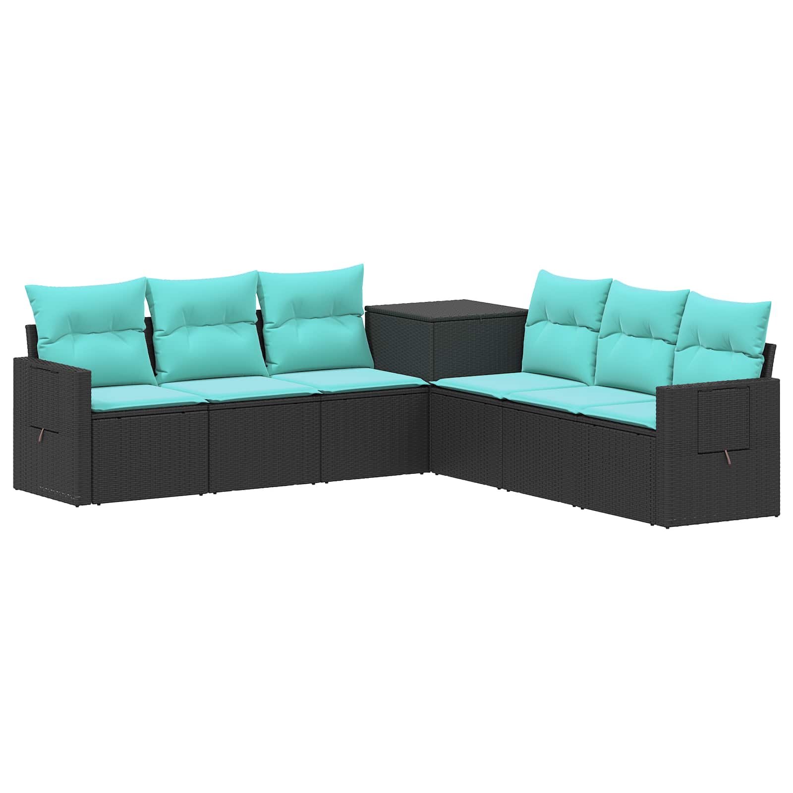 vidaXL Bankstel 7 pcs Zwart Poly Rattan en Staal