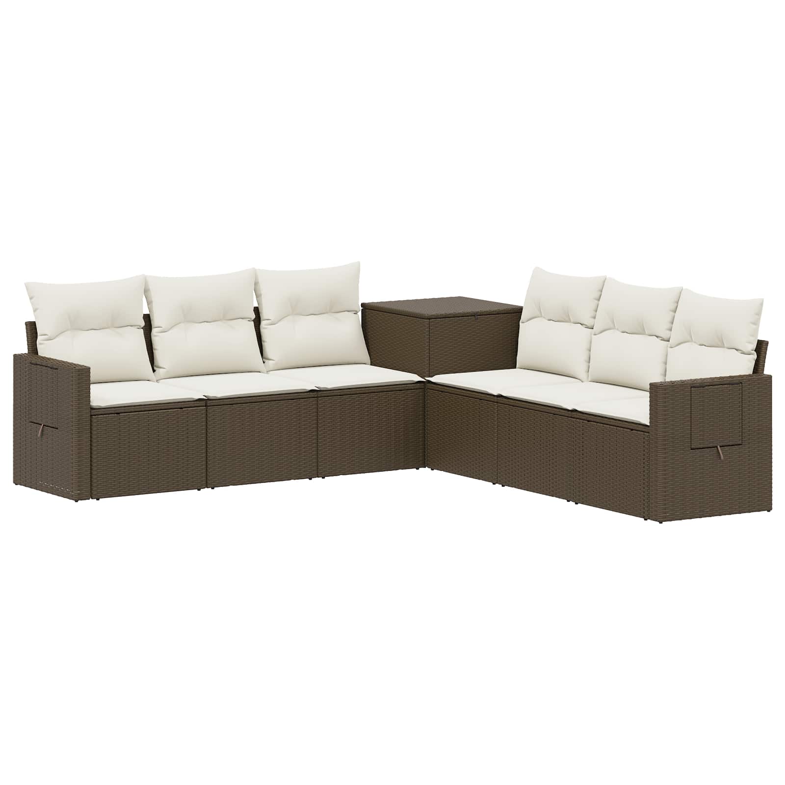 vidaXL Bankstel 7 pcs Zwart Poly Rattan en Staal