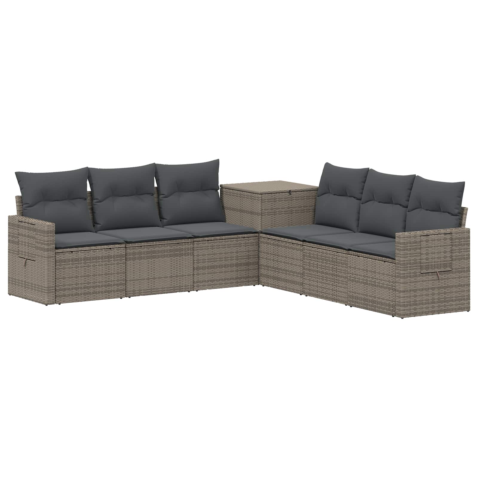 vidaXL Bankstel 7 pcs Zwart Poly Rattan en Staal